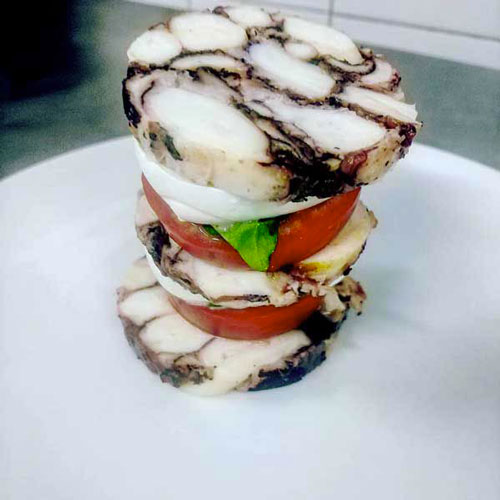 Caprese di Polpo, Mozzarella, Pomodori